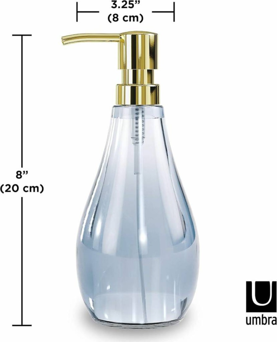 Umbra Clear Droplet Soap Dispenser Pump - Modern Bathroom Liquid Hand Soap Holder