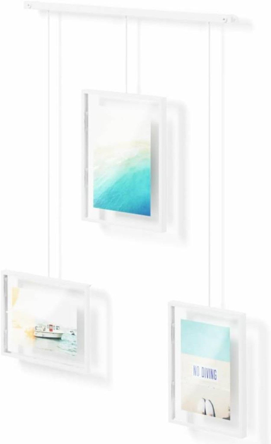 Umbra Exhibit Adjustable Photo Frame Set - DIY Wall Collage for 5 Pictures, 4x6 & 5x7 Inch Frames, Horizontal & Angled Layouts