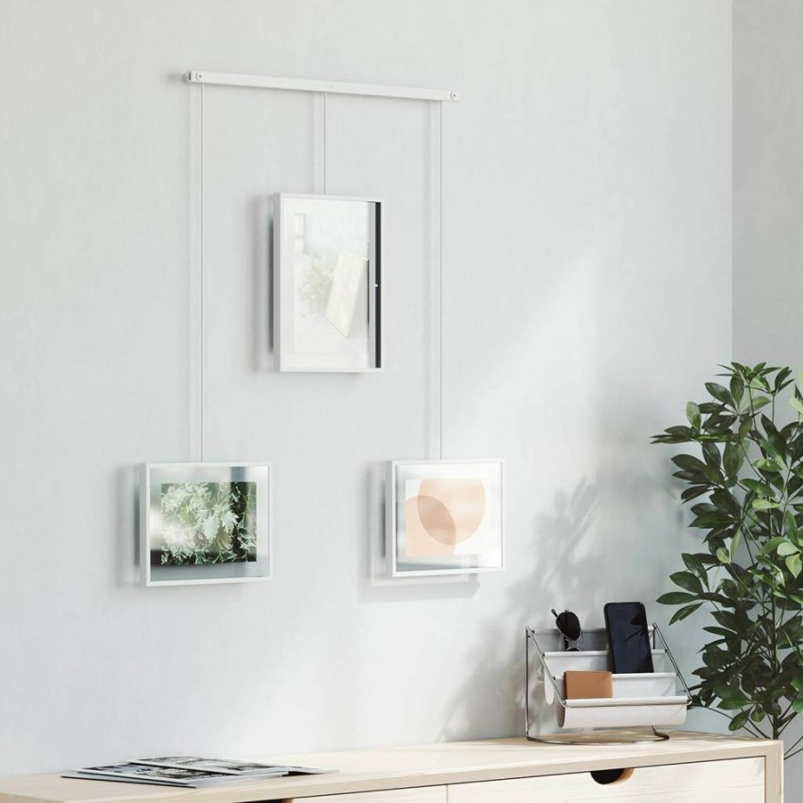 Umbra Exhibit Adjustable Photo Frame Set - DIY Wall Collage for 5 Pictures, 4x6 & 5x7 Inch Frames, Horizontal & Angled Layouts
