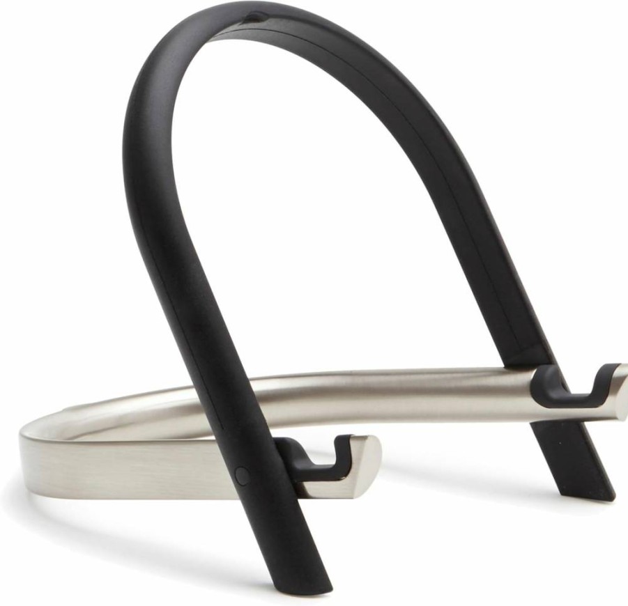 Umbra Udock Tablet and Phone Stand Holder - Adjustable Kitchen Easel for Recipes, Reading, and Watching Videos in Black/Nickel Finish