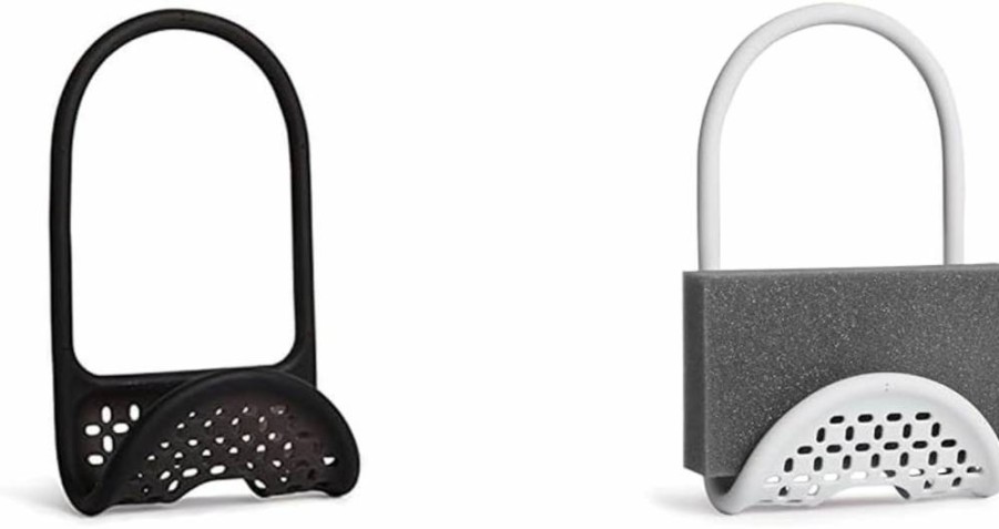 Umbra Single-Sided Sling Kitchen Sink Sponge Holder in Black and White