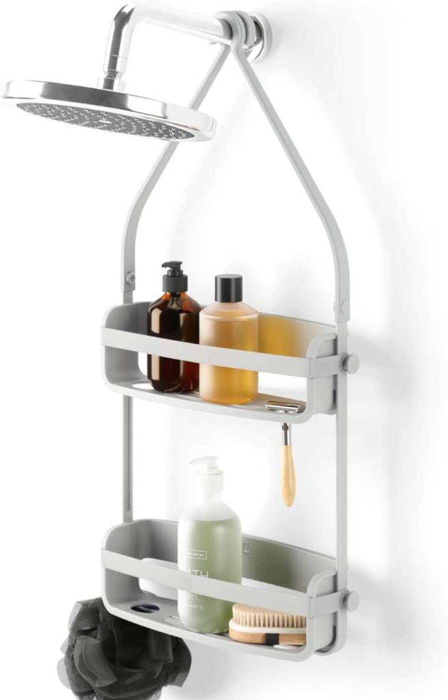 Umbra Flex Caddy - Foldable Bathroom Storage Organizer, White, Modern Design for Shower & Vanity Accessories