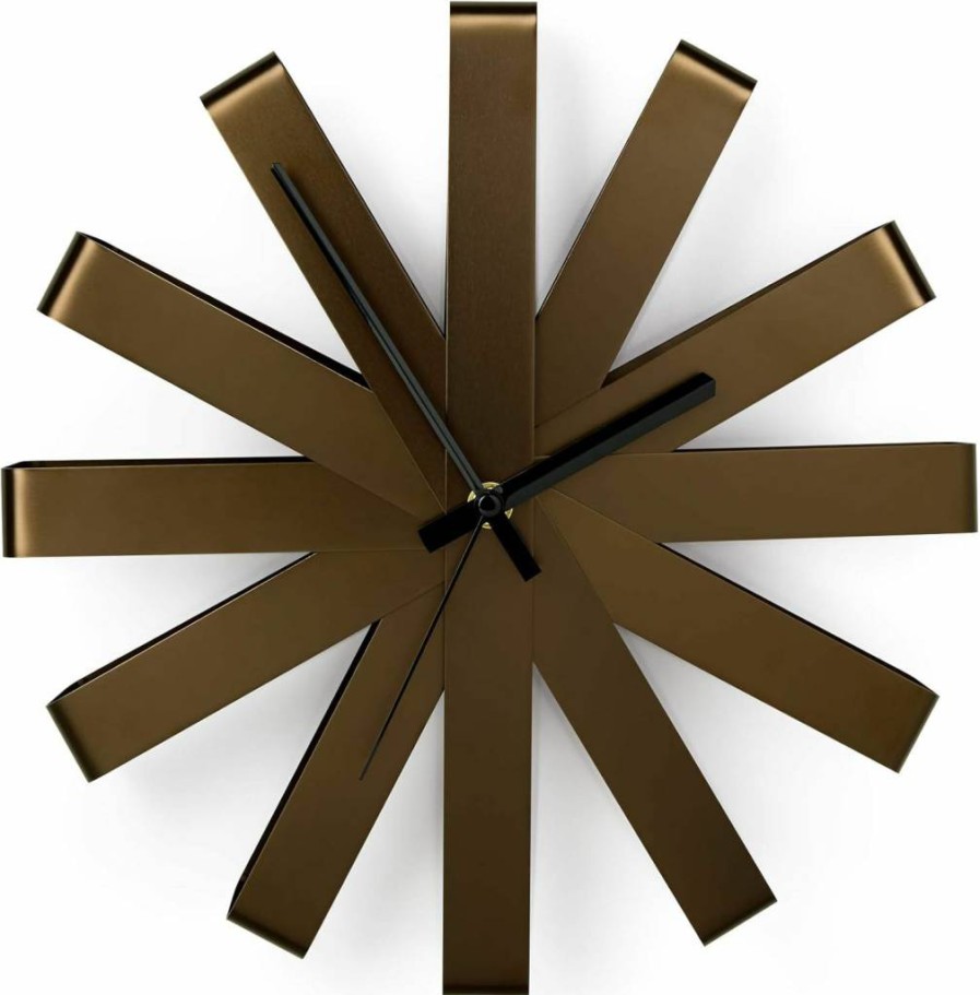 Umbra Ribbon Modern 12-Inch Silent Wall Clock with Quartz Movement - Battery Operated, Black