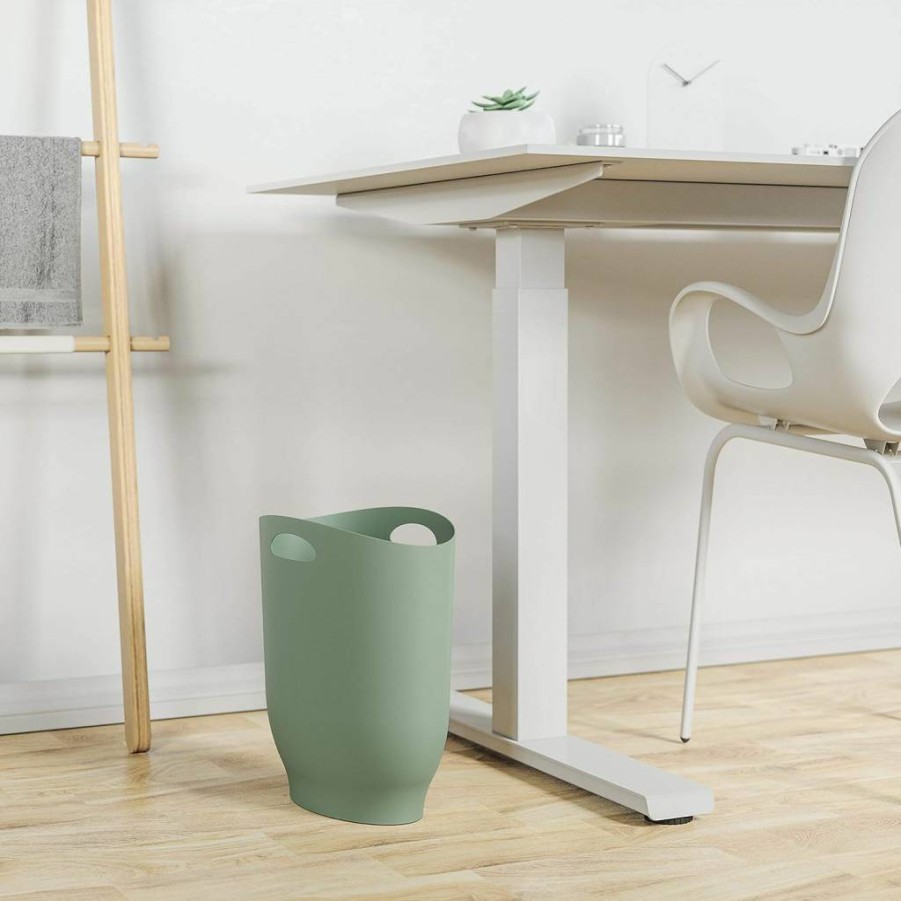 Umbra Harlo 2.5 Gallon White Bathroom Trash Can - Slim Small Garbage Bin for Narrow Spaces in Home or Office - Stylish Wastebasket