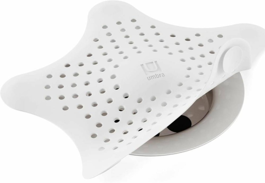 Umbra White Starfish Shower Drain Cover - Hair Catcher for Bathroom & Tub
