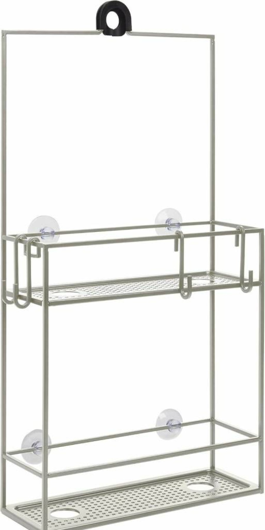 Umbra Cubiko Black Metal Over The Shower Head Caddy - Rust-Resistant Bath Organizer