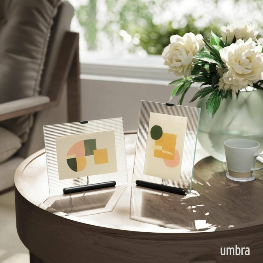 Umbra Black Flute 4x6 Inch Picture Frame - Modern Photo Display for Home Decor