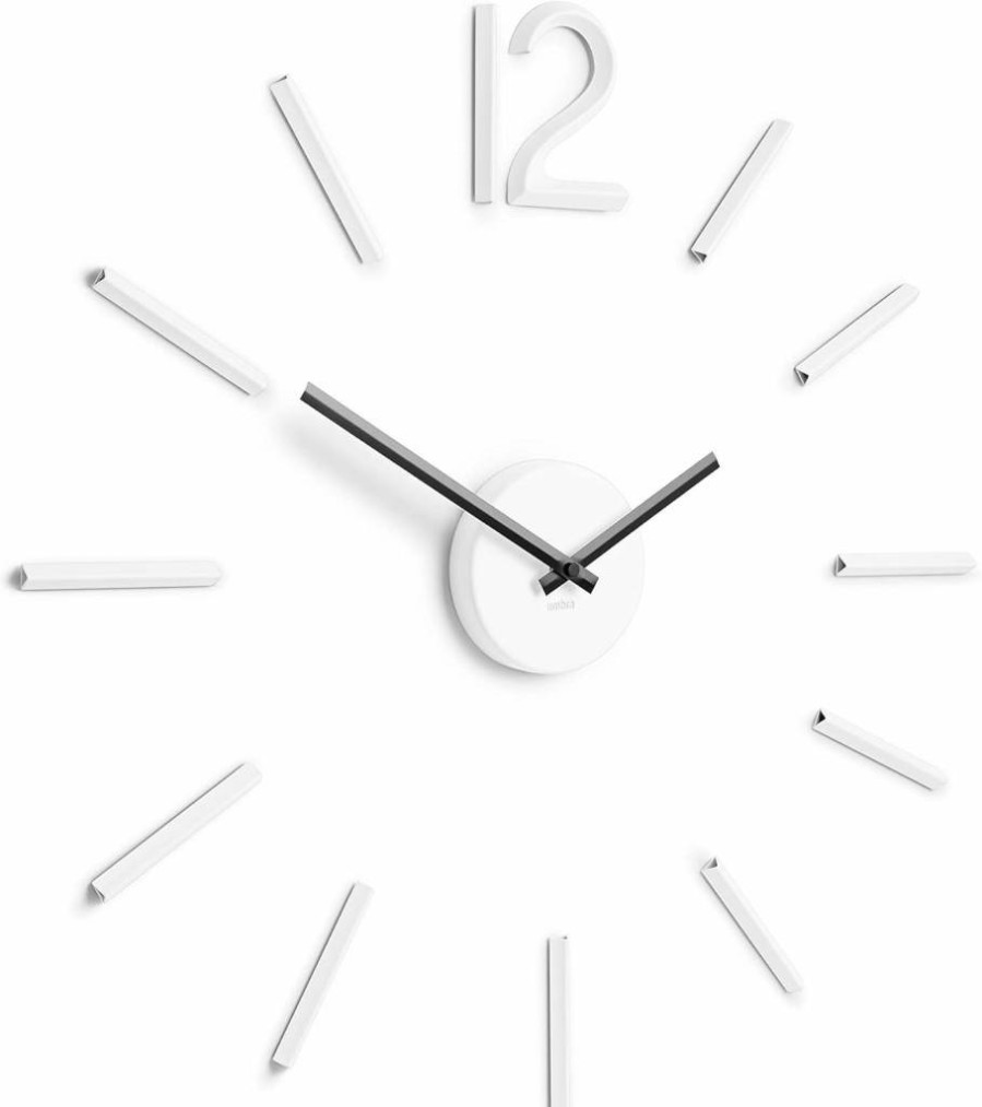 Umbra Blink Frameless Wall Clock - 39.25 Inch Large Minimalist Decorative Clock with Sticker Numbers, Easy to Install, Black