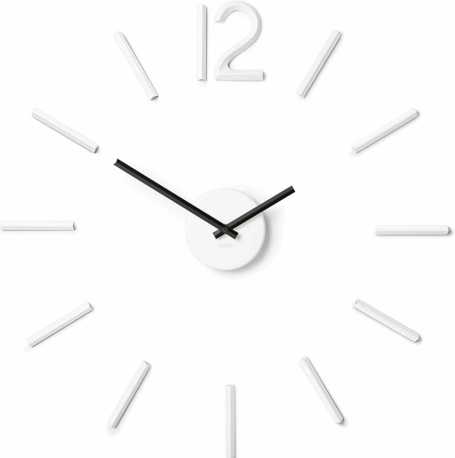 Umbra Blink Frameless Wall Clock - 39.25 Inch Large Minimalist Decorative Clock with Sticker Numbers, Easy to Install, Black