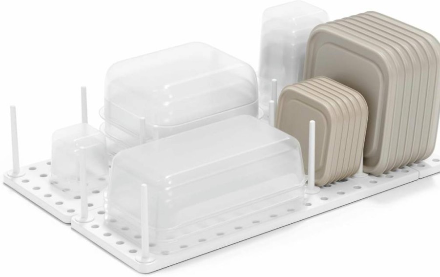 Umbra Peggy Adjustable Kitchen Drawer Organizer Tray - Grey Storage System for Food Containers, Cookware, Utensils & Serveware