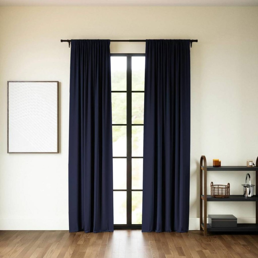 Umbra Twilight 63-Inch Navy Blackout Curtain Panel with Pocket Top Tabs for Light Blocking