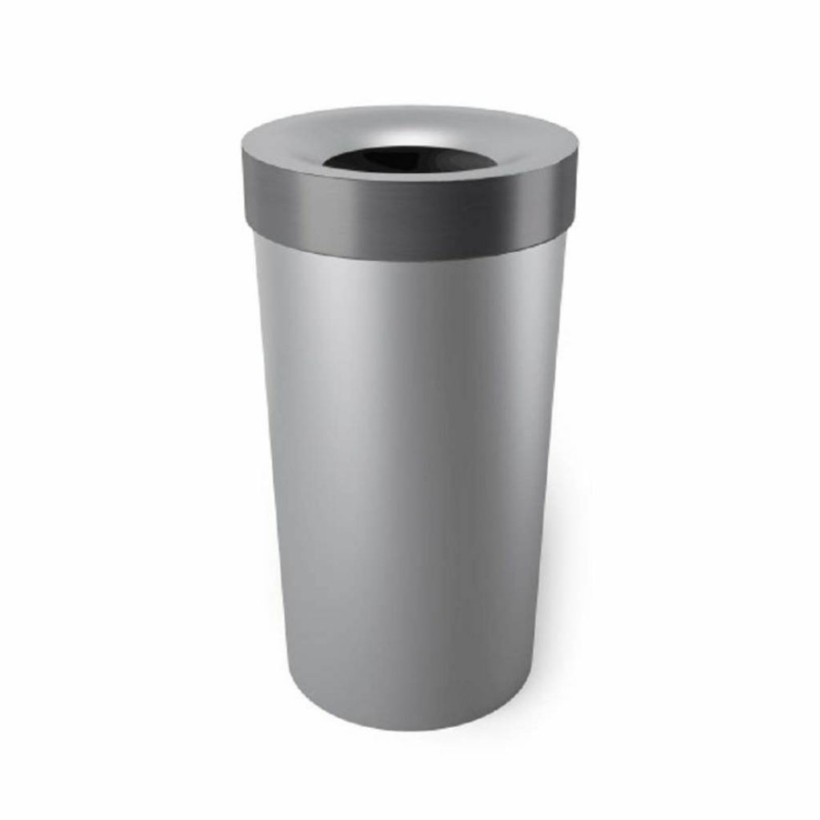 Umbra Vento 16.5-Gallon Stainless Steel Trash Can for Kitchen, Commercial & Outdoor Use, Grey/Steel Design