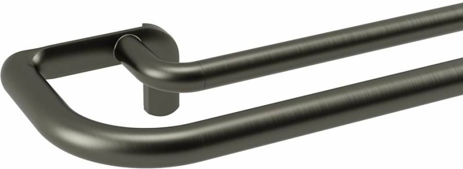 Umbra Twilight Double Curtain Rod Set - Adjustable 28-48 Inch (71-122cm), Wrap Around Design for Blackout Curtains, Pewter Finish