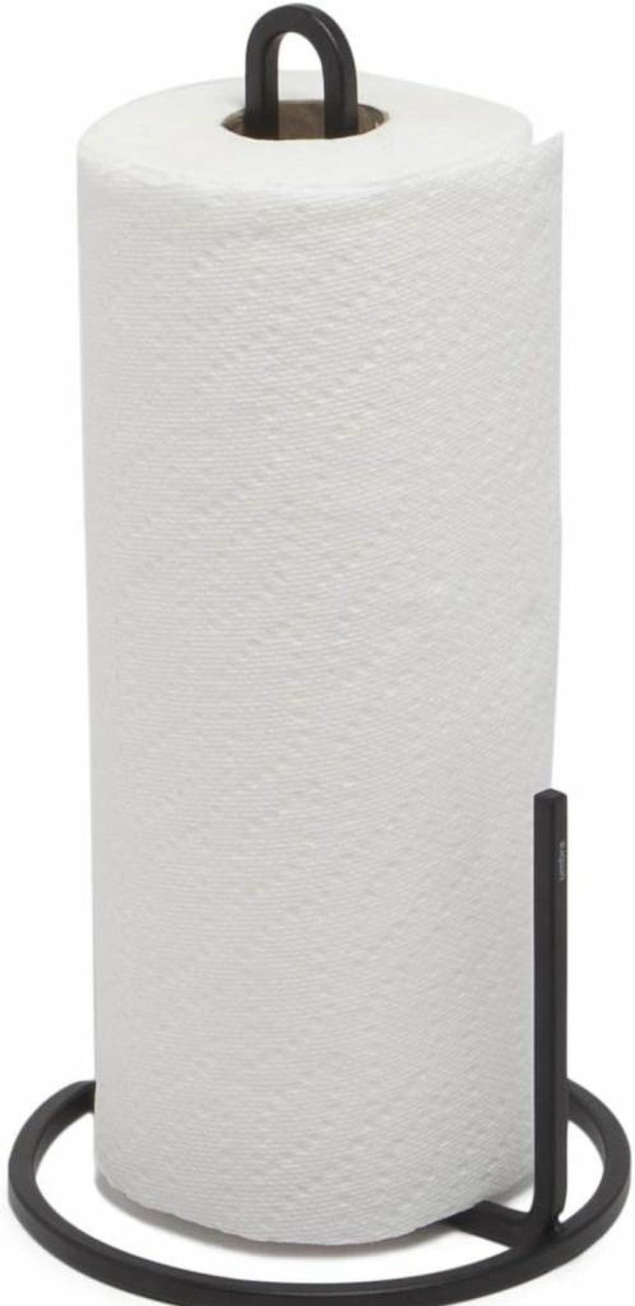 Umbra Squire Black Metal Wire Paper Towel Holder - Kitchen Countertop Storage with Cast Iron Look
