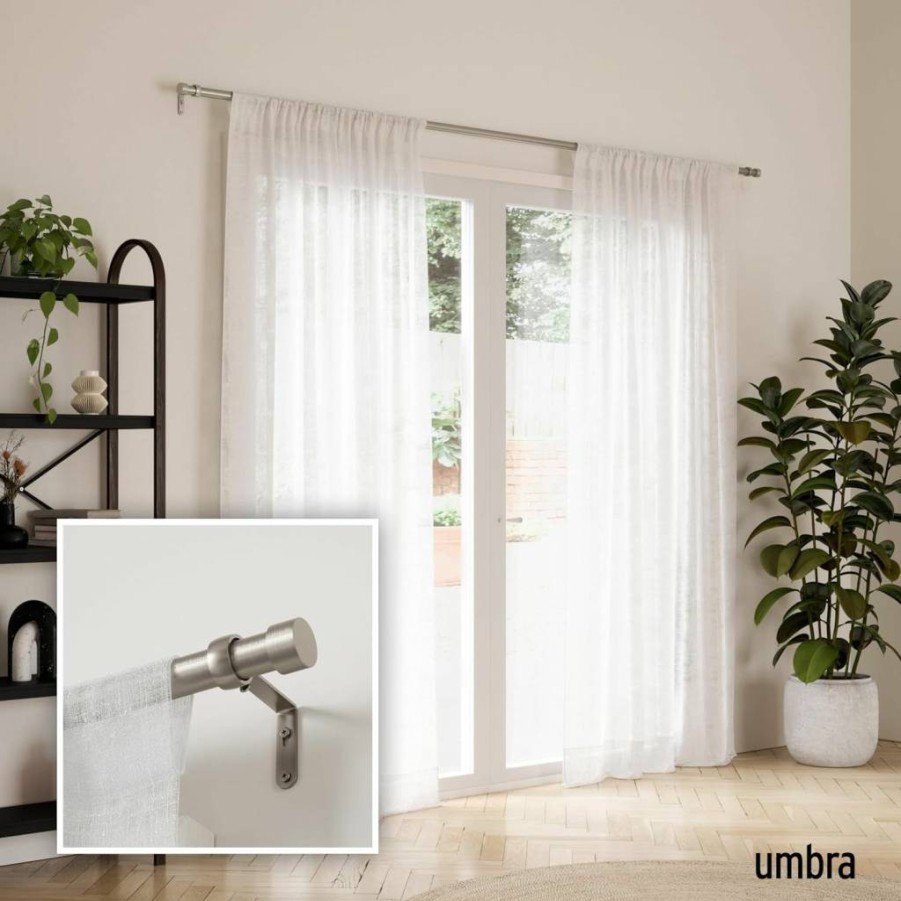 Umbra Cappa Adjustable Gold Curtain Rod Set with Finials & Hardware, 120-180 Inches, Modern Decorative Drapery Pole