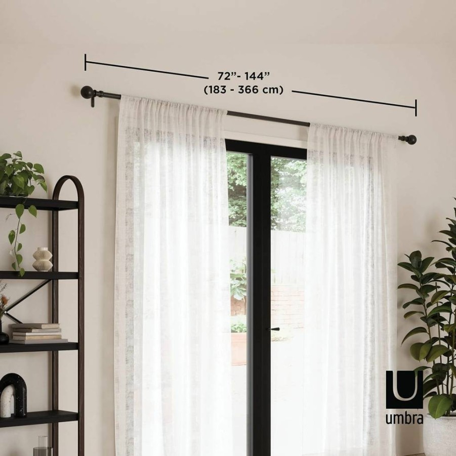 Umbra Sita Adjustable Tension Curtain Rod 36-72 Inches for Windows, No Drill Installation, Modern Design