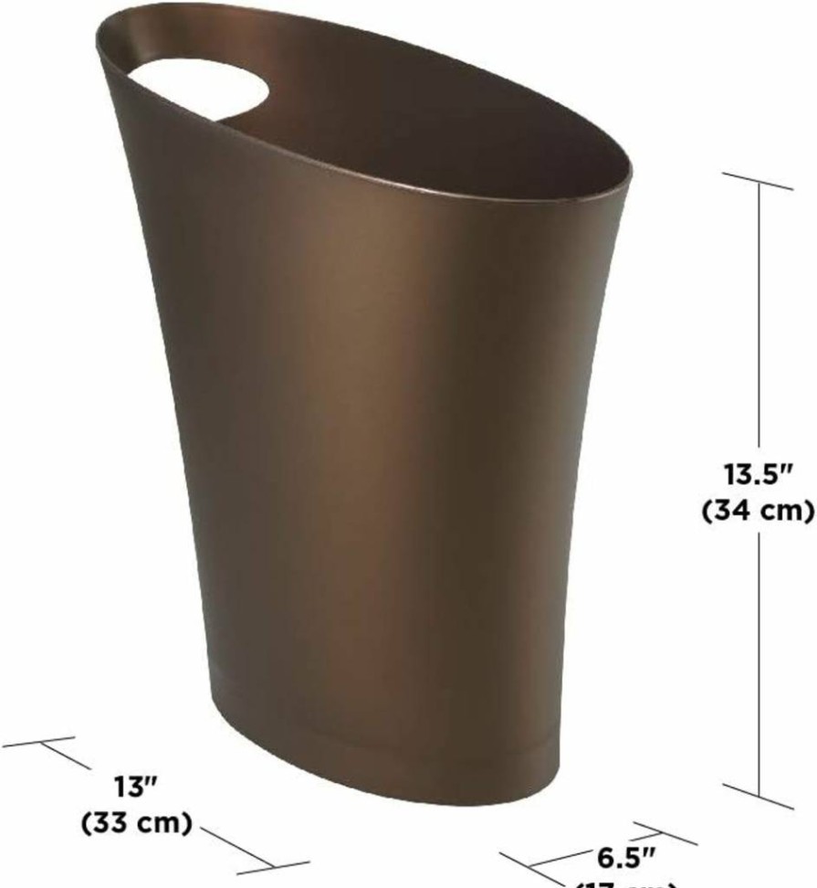 Umbra 2-Gallon Slim Denim Trash Can for Bathroom, Office, Bedroom - Space-Saving Small Waste Bin