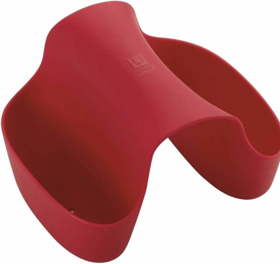 Umbra Saddle Caddy Double Kitchen Sink Organizer - Flexible Rubber Sponge & Scouring Pad Holder, Small Black Dish Storage