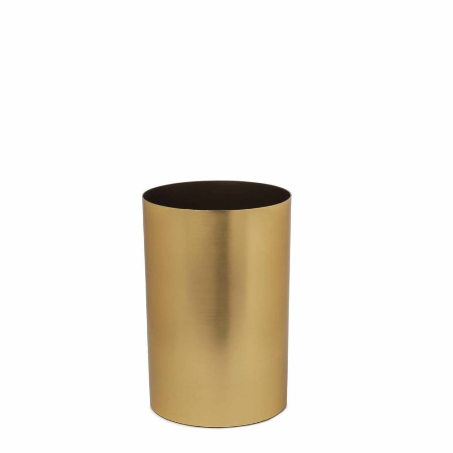 Umbra Metalla 18L Brass Look Trash Can with Matte Finish, 4.75-Gallon Waste Bin for Home or Office