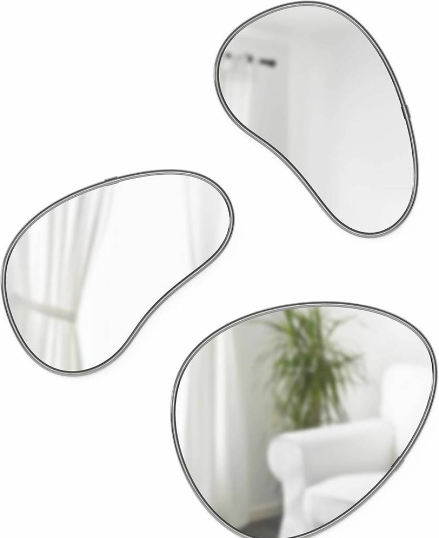 Umbra Hubba Pebble Mirror 24x36 Inches in Metallic Titanium Finish
