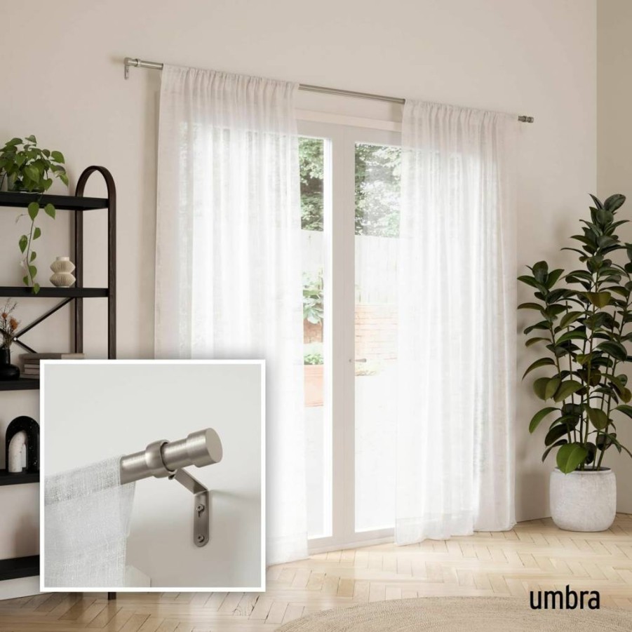 Umbra Cappa Adjustable Black Curtain Rod 66-120 Inches with Finials & Hardware