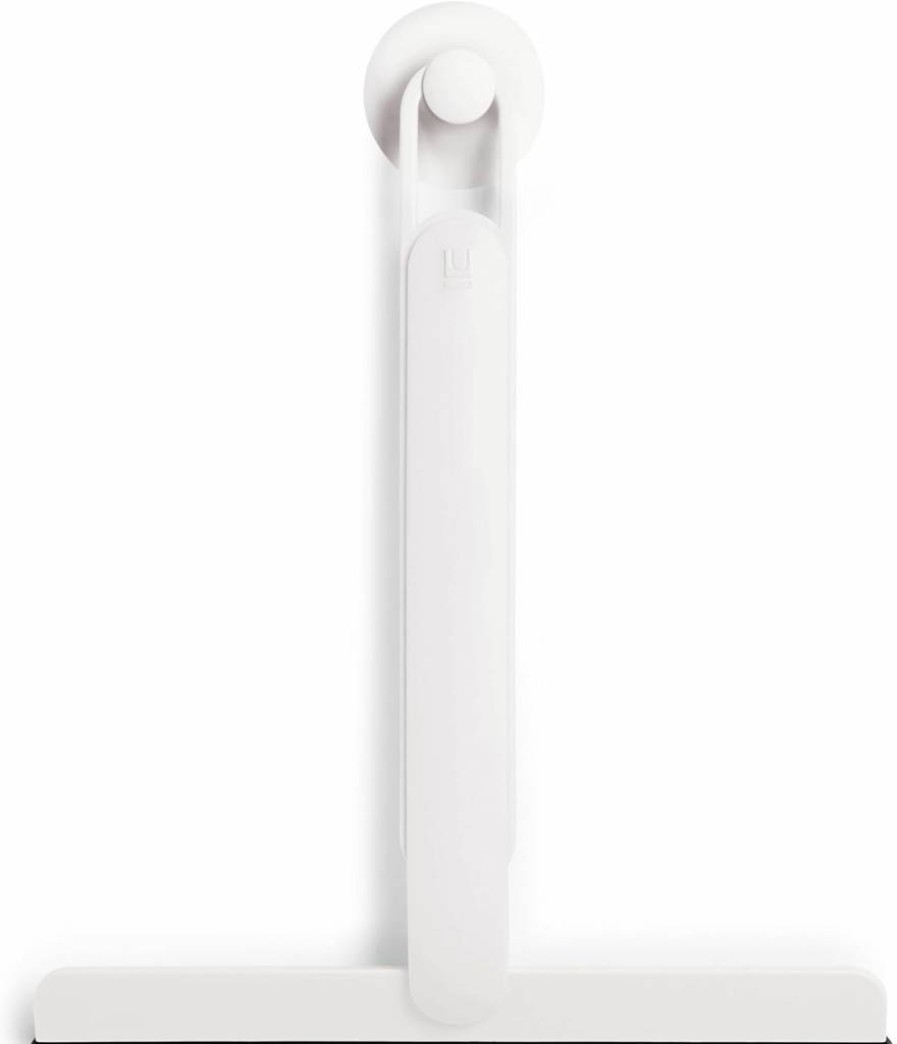 Umbra Flex Squeegee - Rust-Proof Shower Squeegee with Extending Handle & Suction Cup for Tile and Shower Wall Cleaning, 10 x 11 Inches, White