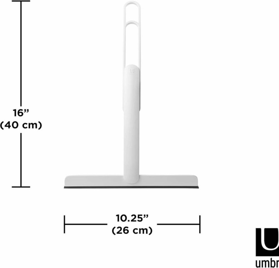 Umbra Flex Squeegee - Rust-Proof Shower Squeegee with Extending Handle & Suction Cup for Tile and Shower Wall Cleaning, 10 x 11 Inches, White