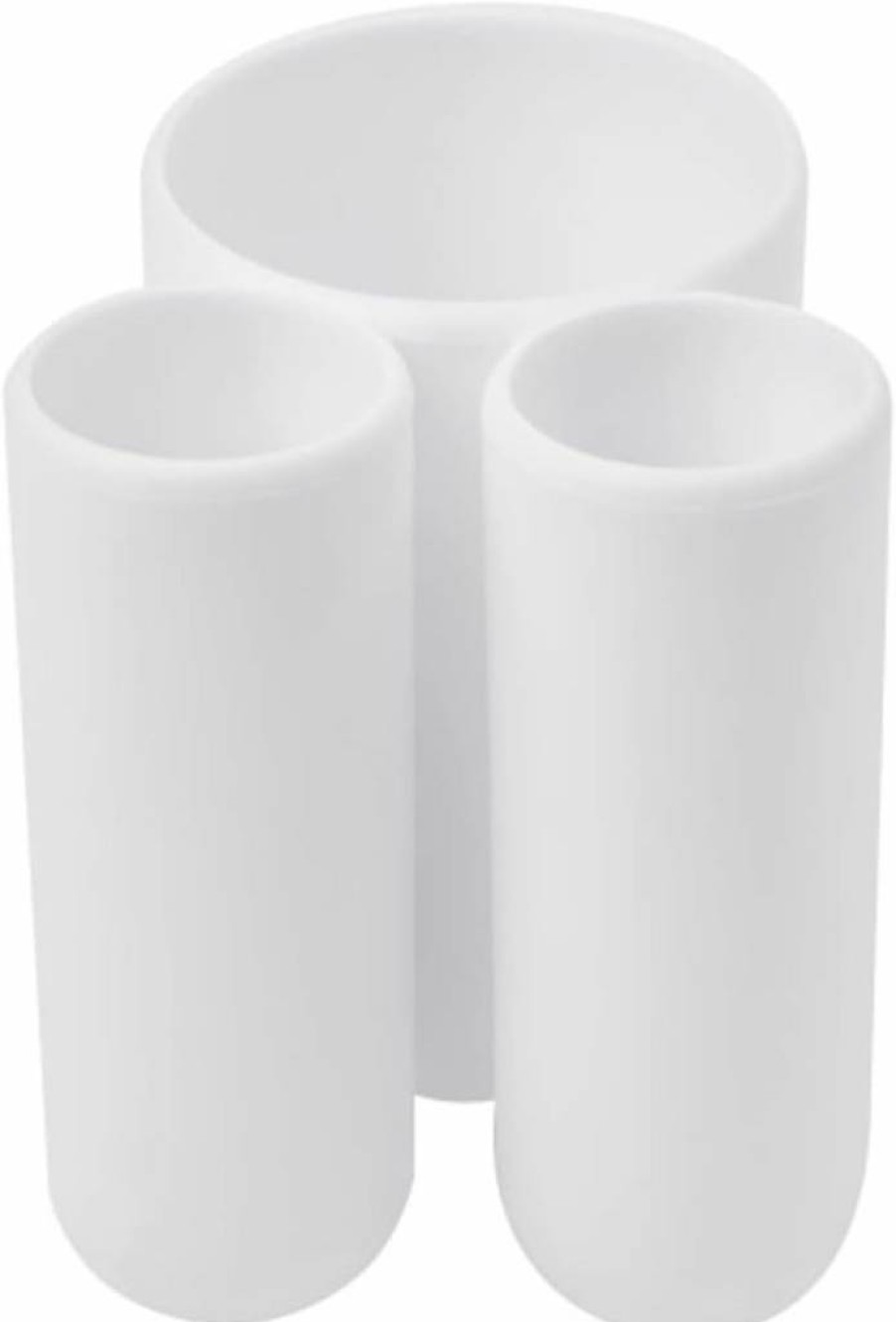 Umbra Touch Organizer - Modern Bathroom Storage Stand with 3 Slots & Dividers, Non-Slip Base, White (Model 023271-660)