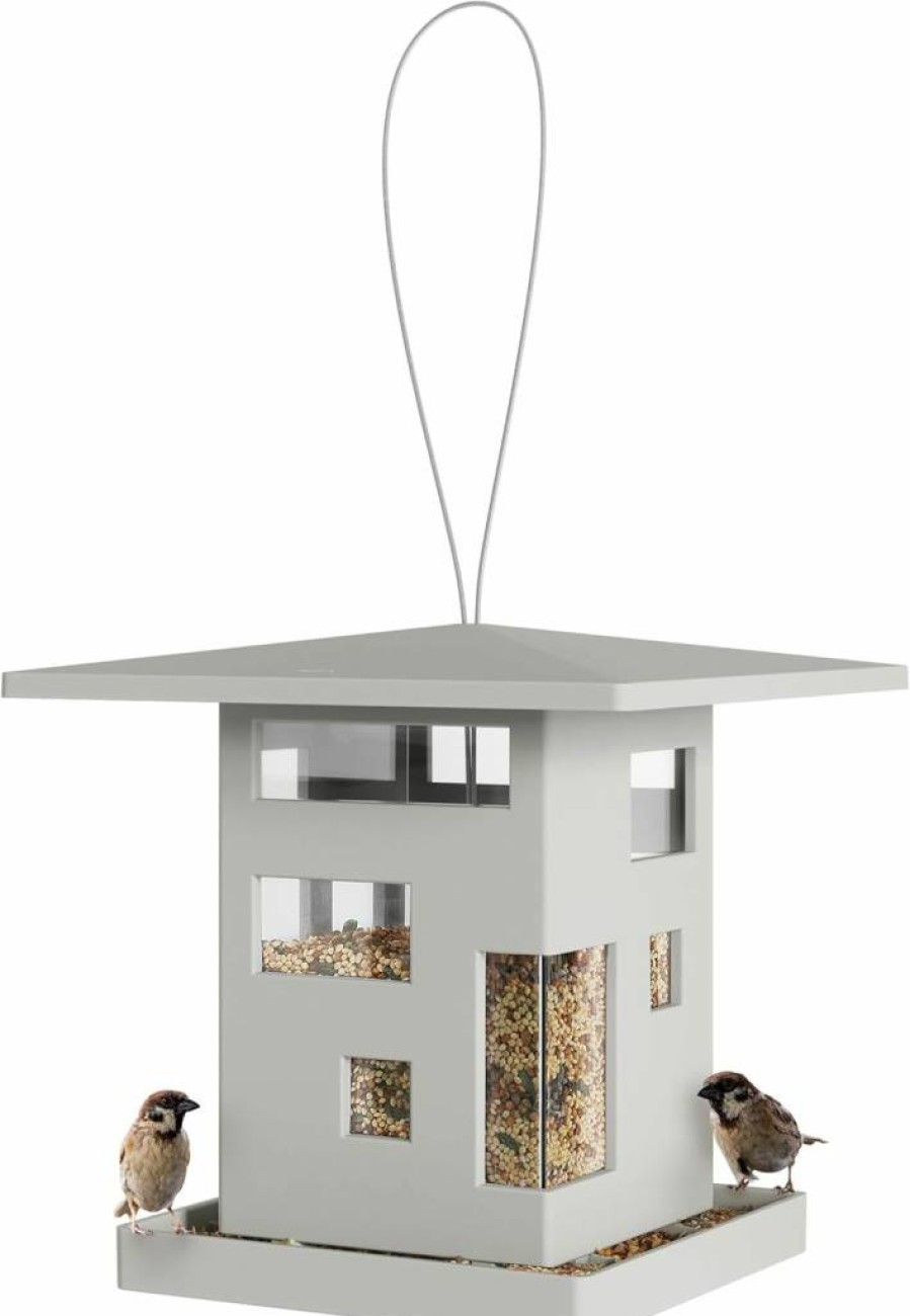 Umbra Gray Bird Cafe Feeder - Modern Outdoor Bird Feeder for Garden & Patio