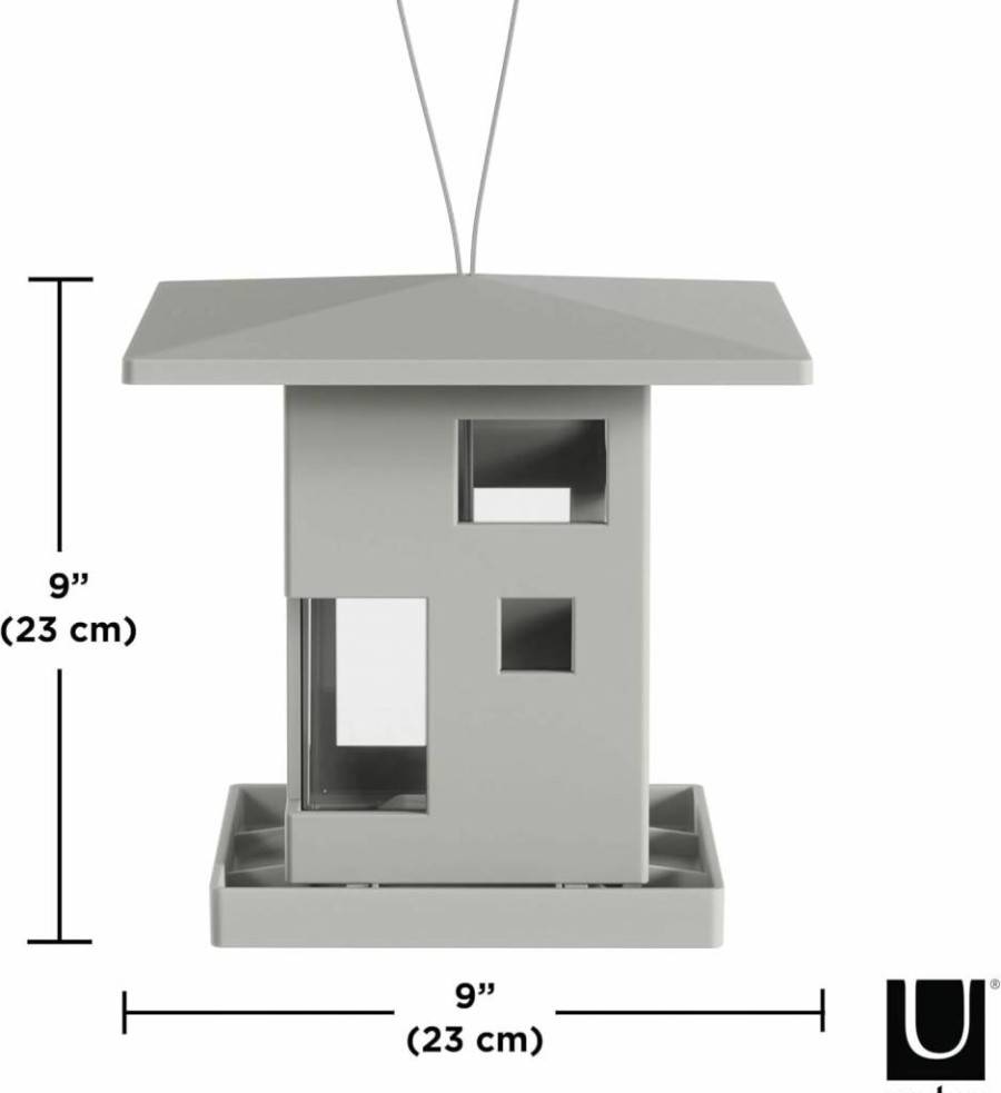 Umbra Gray Bird Cafe Feeder - Modern Outdoor Bird Feeder for Garden & Patio