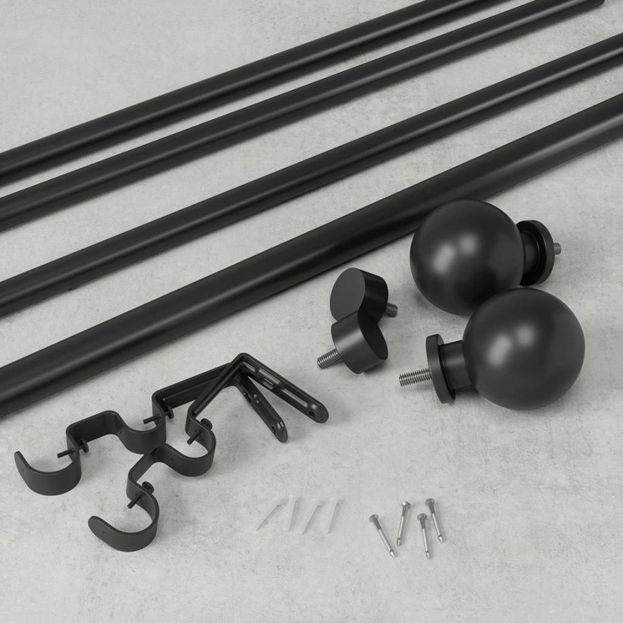 Umbra Bolas 1-Inch Adjustable Tension Curtain Rod in Nickel Finish for Modern Home Decor