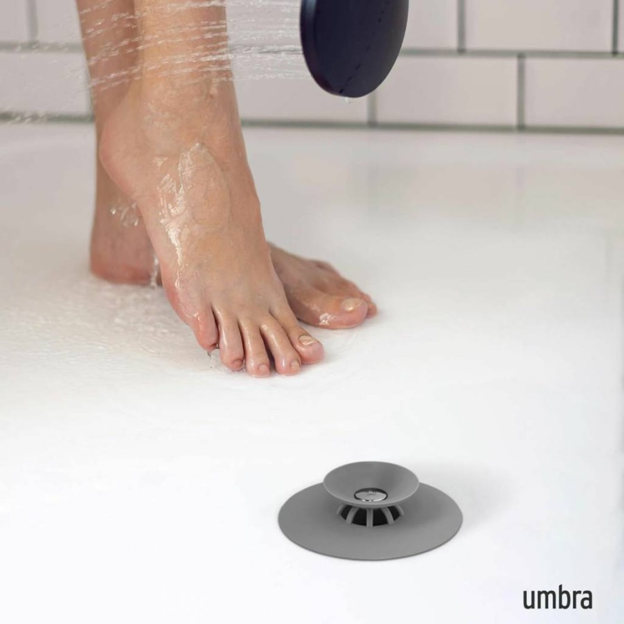 Umbra Flex Drain Stop and Hair Catcher in Grey - Bathroom Sink Strainer with Flexible Design