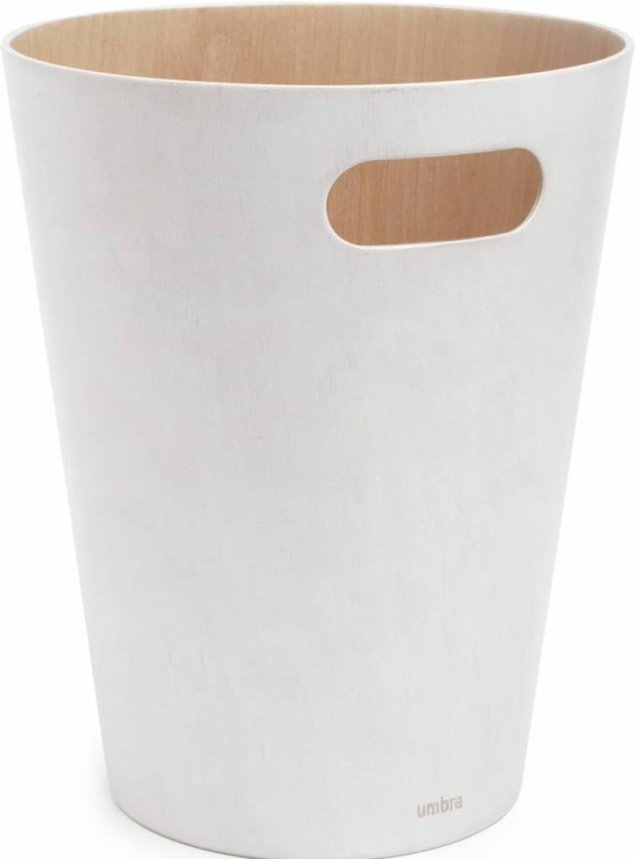 Umbra Woodrow 2 Gallon Dark Gray Modern Wooden Trash Can for Home & Office - Wastebasket & Recycling Bin