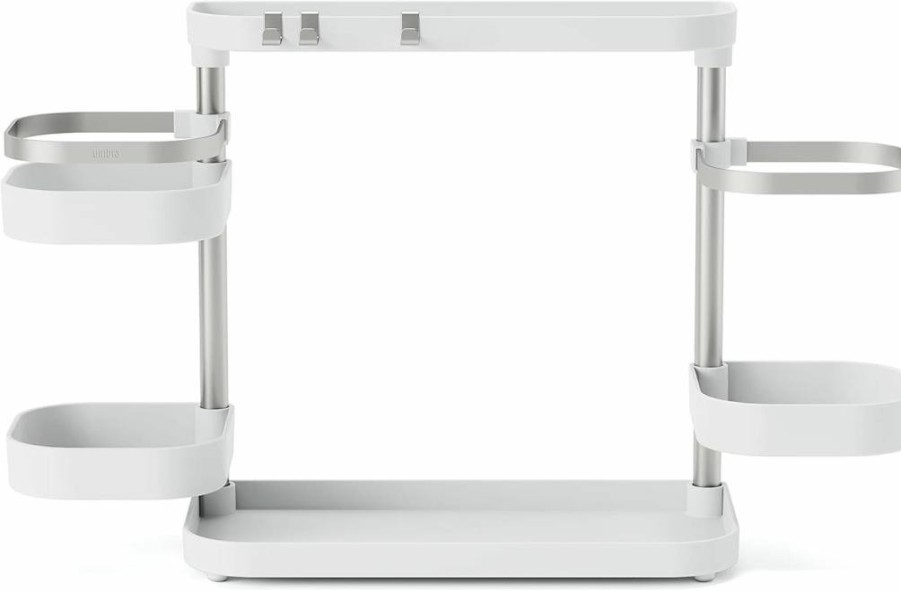 Umbra Holster Sink Organizer - White/Nickel Kitchen Sink Caddy for Sponges & Brushes