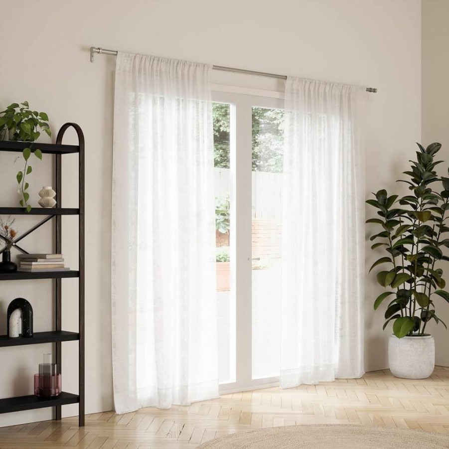 Umbra Cappa Adjustable Curtain Rod Set - 2 Pack (72 to 144 Inches) with Finials, Brackets & Hardware for Window Drapes