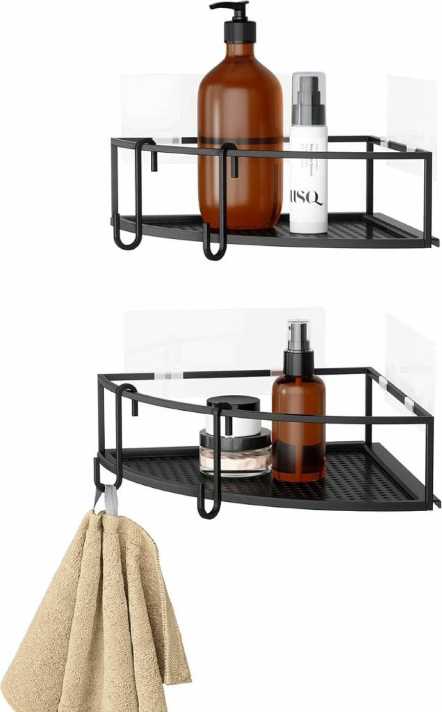 Umbra Cubiko Shower Caddy Organizer Set - Black Bathroom Storage Bin for Toiletries