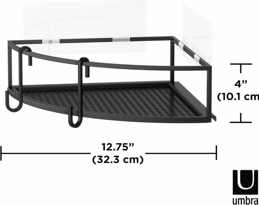 Umbra Cubiko Shower Caddy Organizer Set - Black Bathroom Storage Bin for Toiletries
