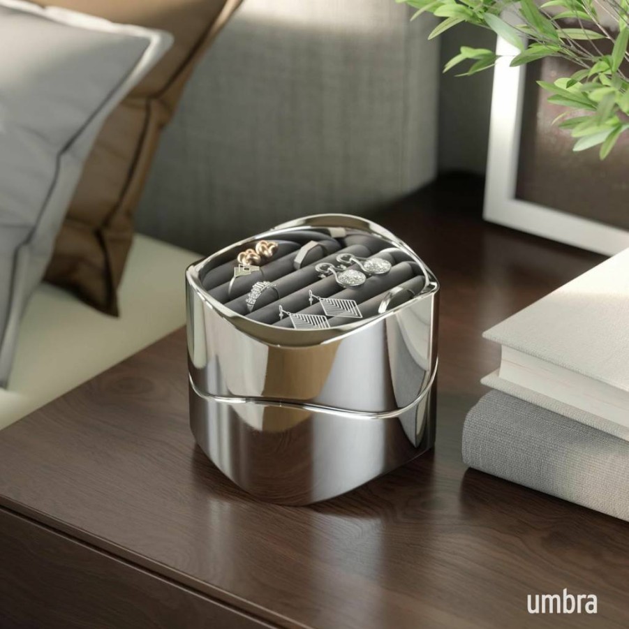Umbra Wavy Jewelry Organizer - Stylish Wall-Mounted Bracelet & Necklace Holder with Hooks