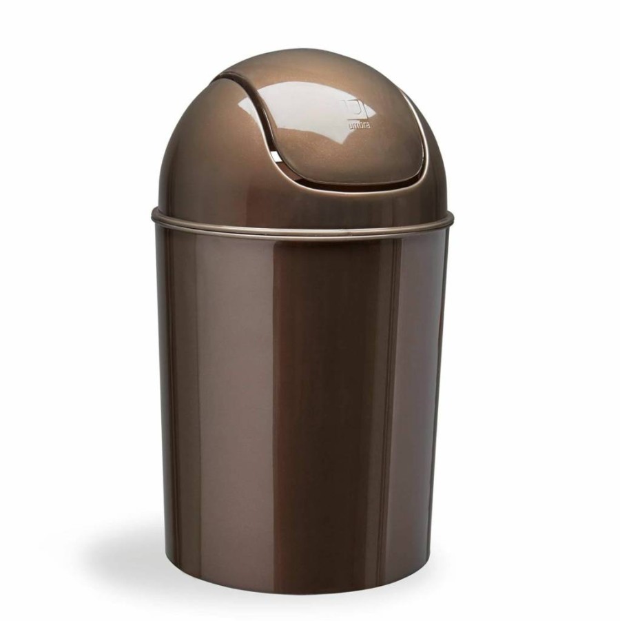 Umbra 1.25-Gallon Swing-Top Lid Mini Trash Can - Small Garbage Bin for Kitchen, Bathroom, Bedroom, Dorm, Office - Compact Design for Tight Spaces - Dark Grey