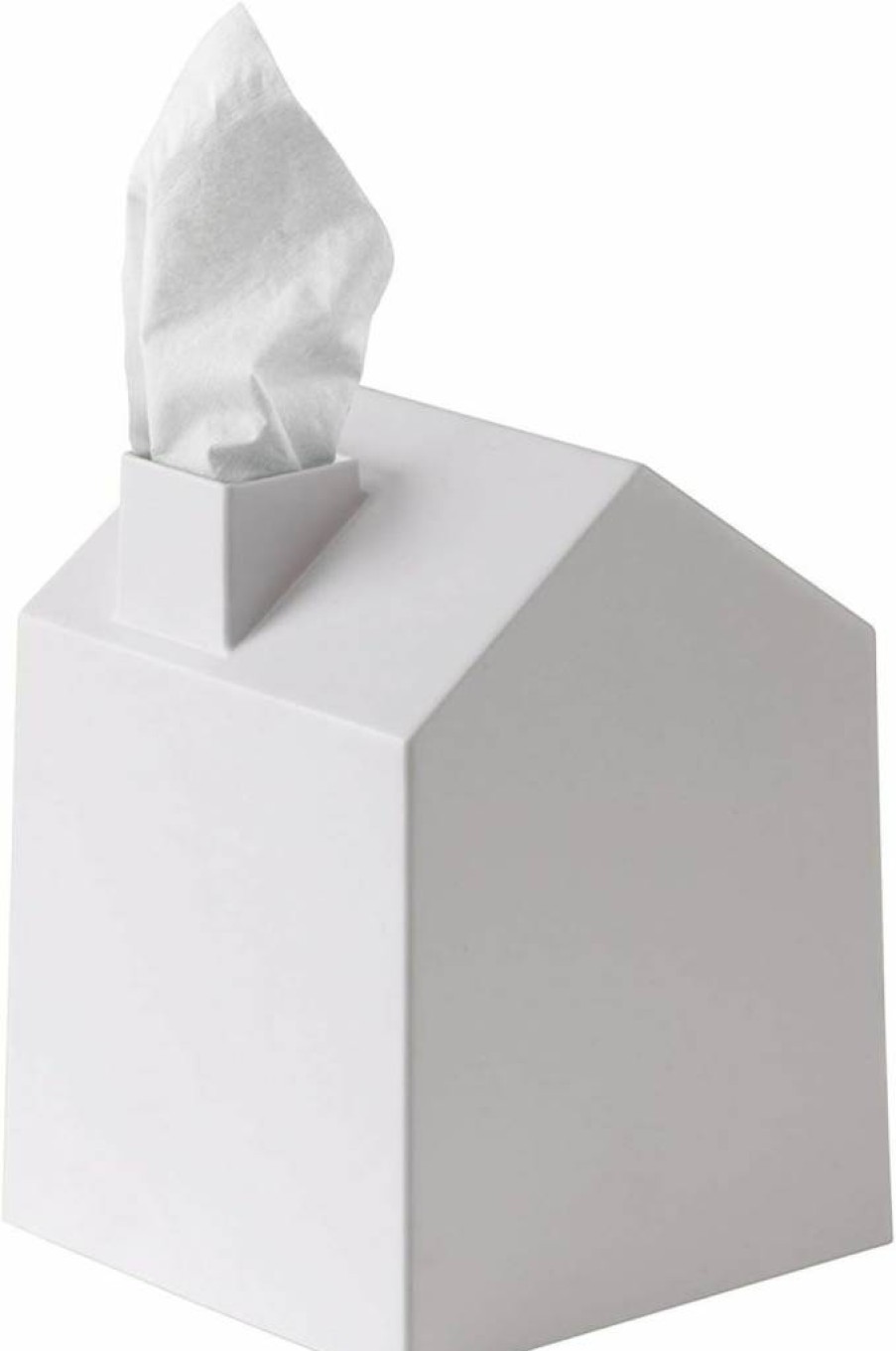 Umbra Casa House-Shaped Tissue Box Cover - White Square Decorative Holder for Bathroom, Bedroom, Office