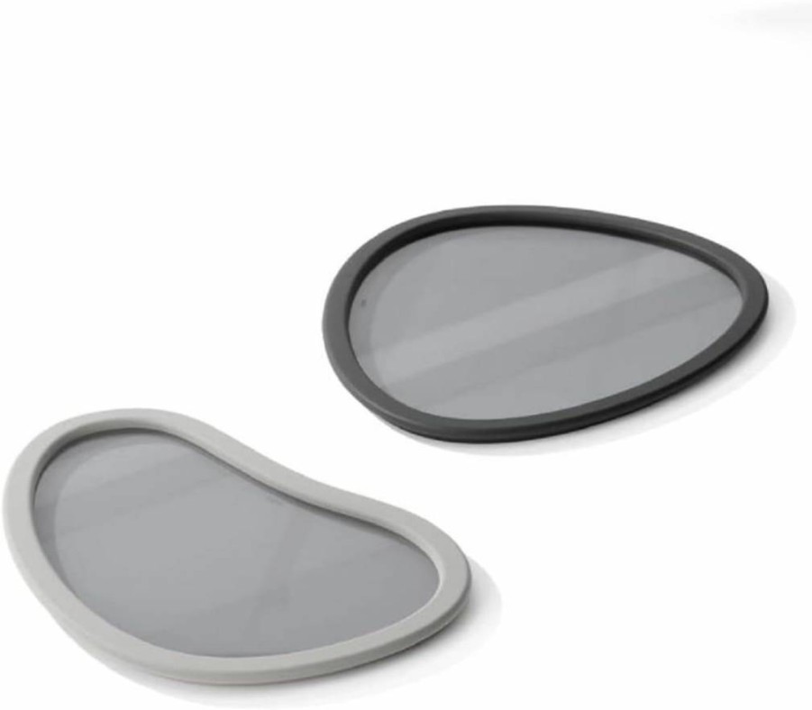 Umbra Hub 2-Piece Serving Tray Set in Charcoal Grey - Modern Decorative Trays for Dining & Entertaining