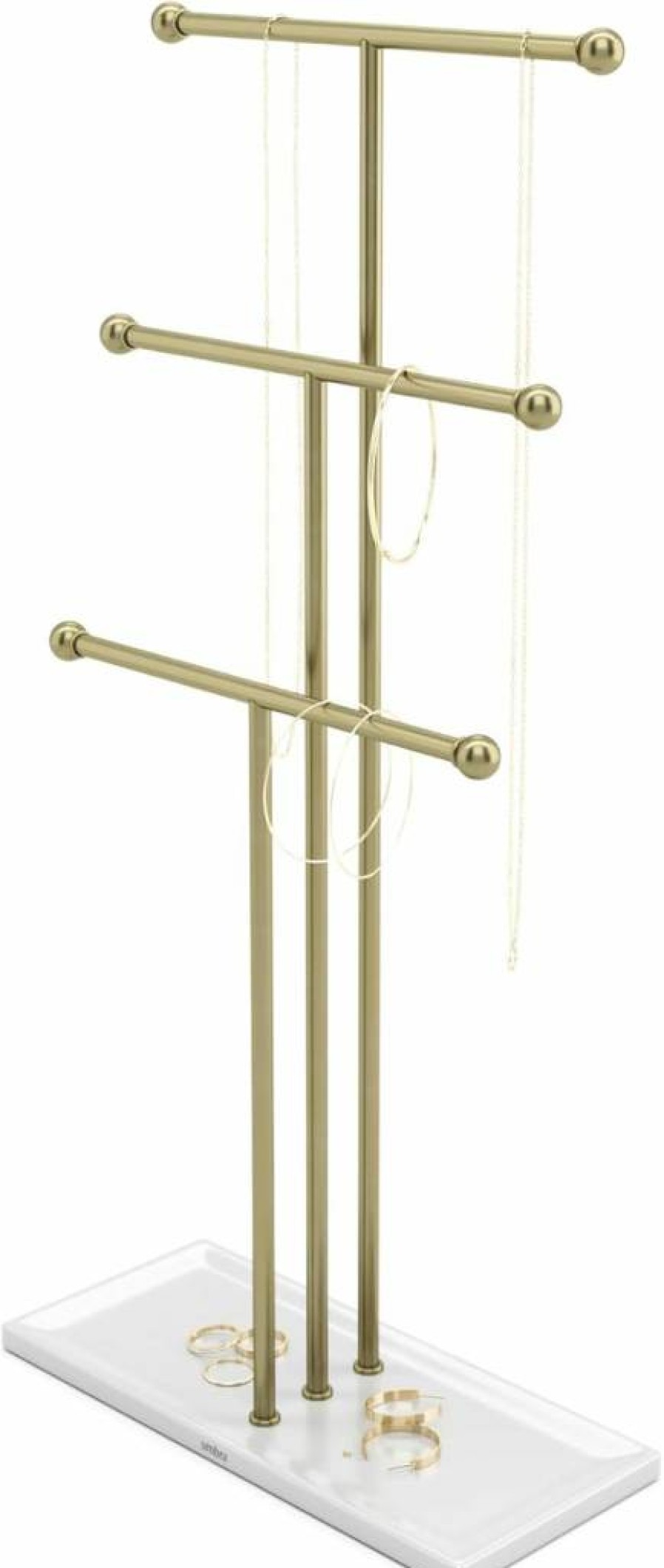 Umbra Trigem Gold Jewelry Stand - Modern Display Organizer for Necklaces & Rings