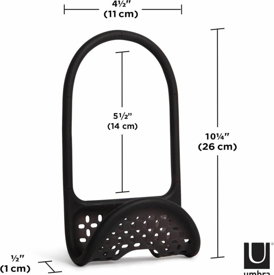 Umbra Single-Sided Sling Sponge Holder for Kitchen Sink, Black