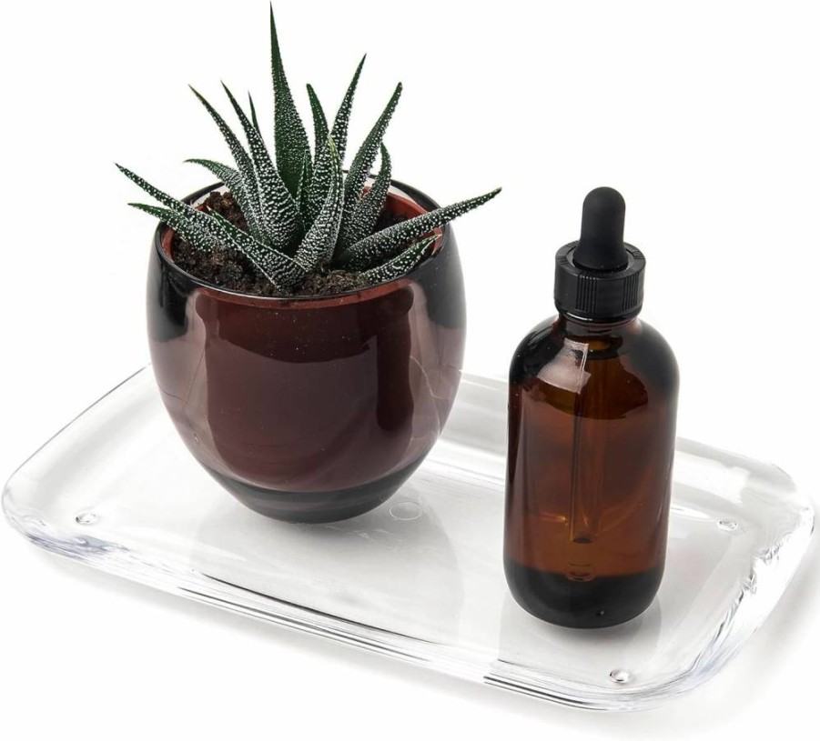 Umbra Droplet Acrylic Jewelry Tray - Clear Bathroom Organizer, 25cm x 15cm x 2cm, Glass-Like Display Holder for Accessories