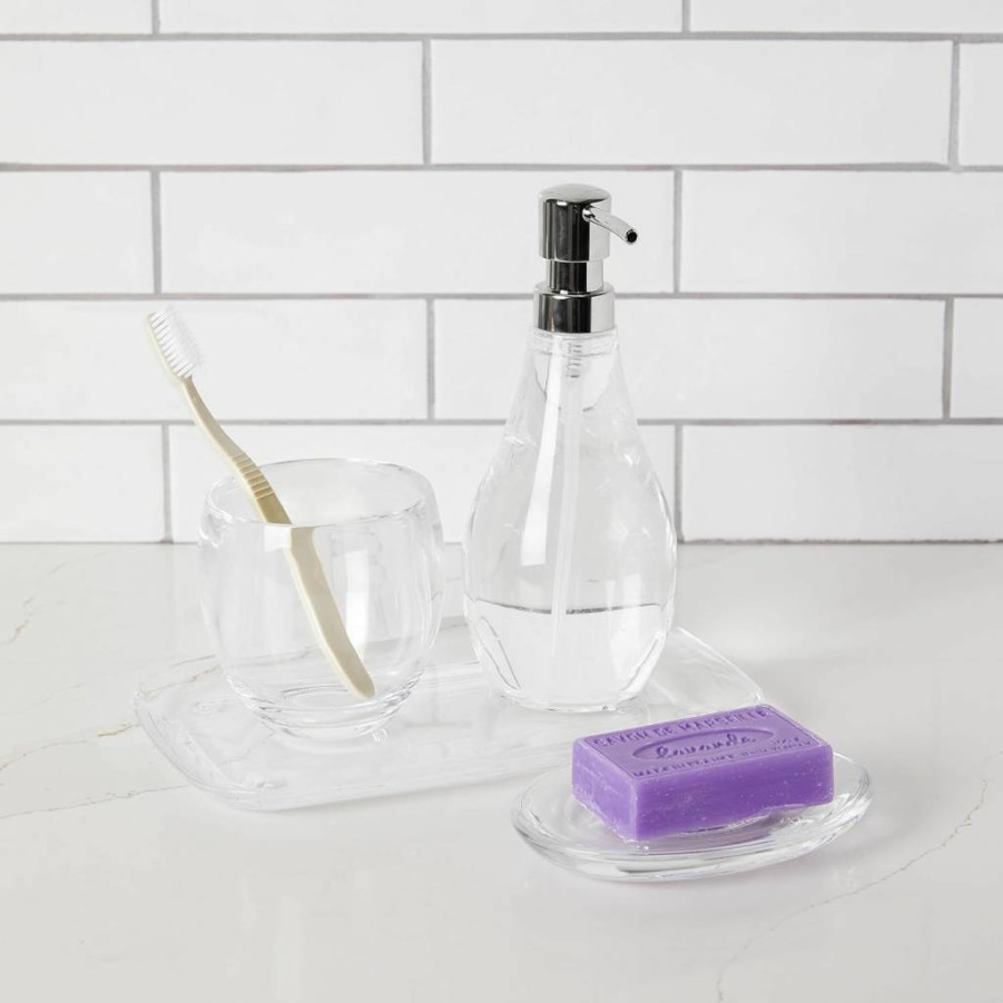 Umbra Droplet Acrylic Jewelry Tray - Clear Bathroom Organizer, 25cm x 15cm x 2cm, Glass-Like Display Holder for Accessories