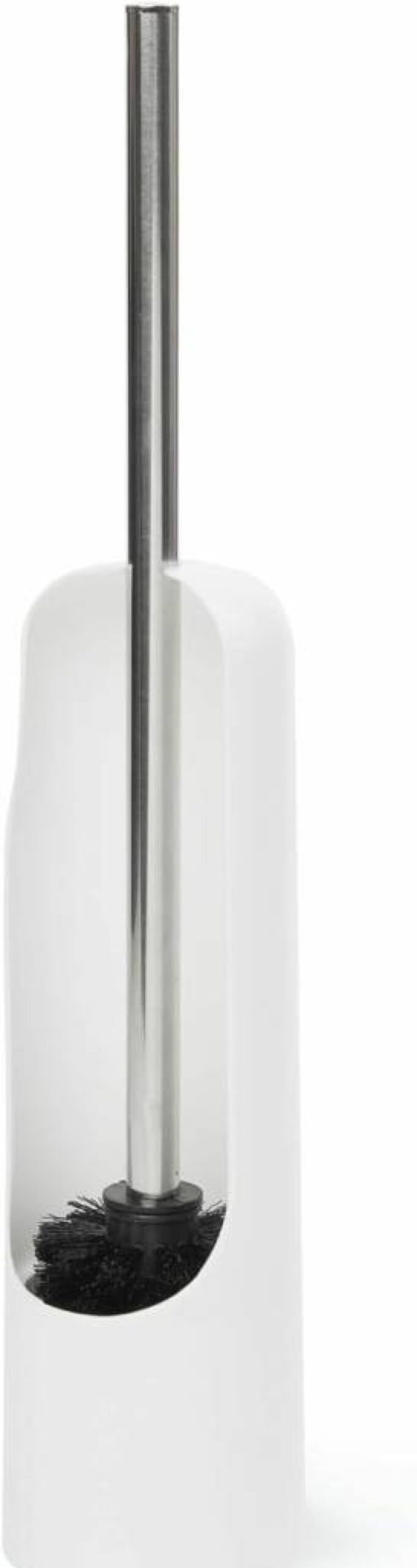 Umbra Slim Touch Toilet Brush with Hideaway Holder - Durable Plastic & Metal Design, Soft Rubber Finish, Stubborn Stain Remover - White Bathroom Cleaner