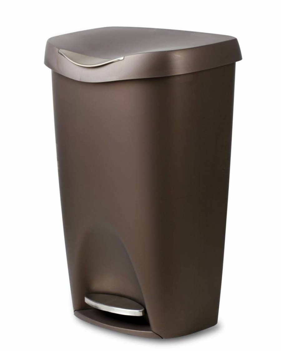 Umbra Brim Step-On 13 Gallon Black Trash Can with Foot Pedal, Stainless Steel Lid, Odor Control, for Kitchen Bathroom Office