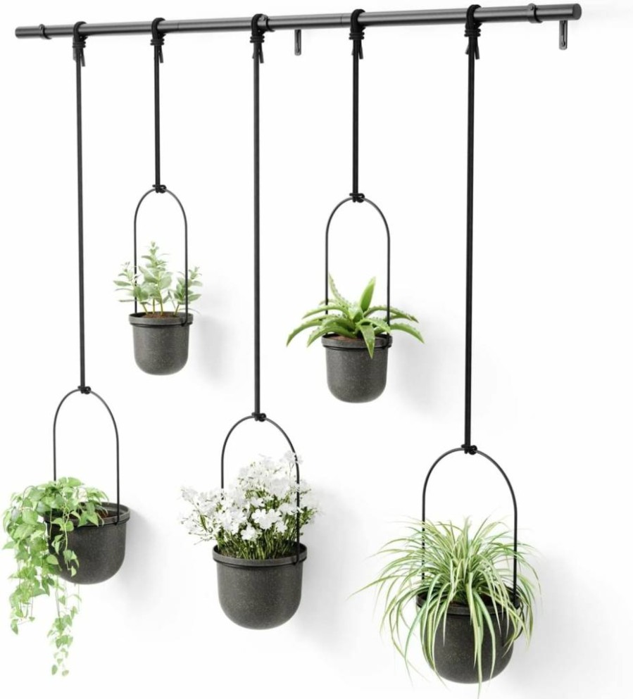 Umbra Triflora White Hanging Planters - Set of 5 Modern Indoor Outdoor Decor