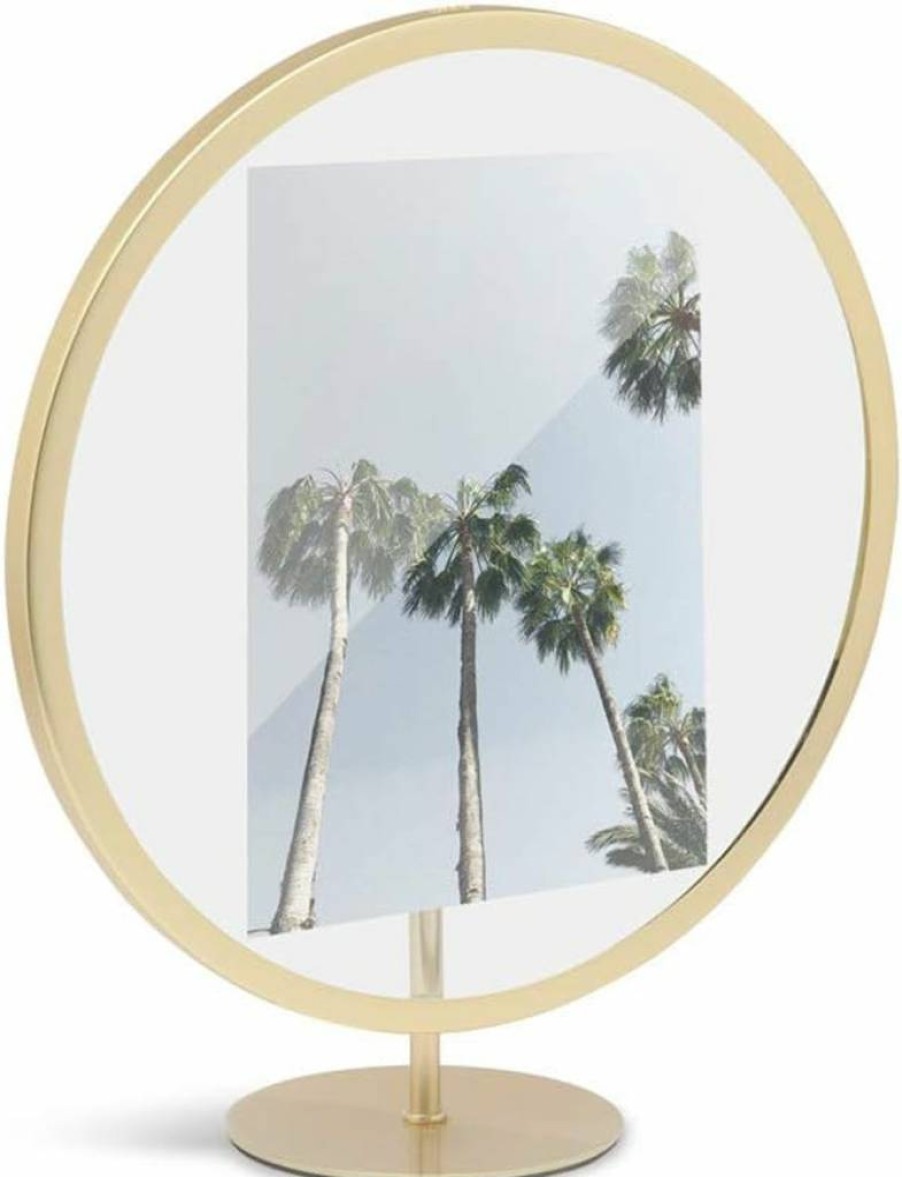 Umbra Black Infinity Circular Picture Frame - Floating Display for 5x7 Photos, Desk or Wall Decor