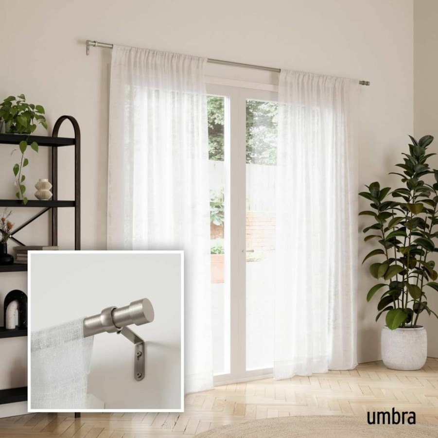 Umbra Cappa Adjustable Curtain Rod 120-180 Inches with Matching Finials & Brackets, Nickel Finish
